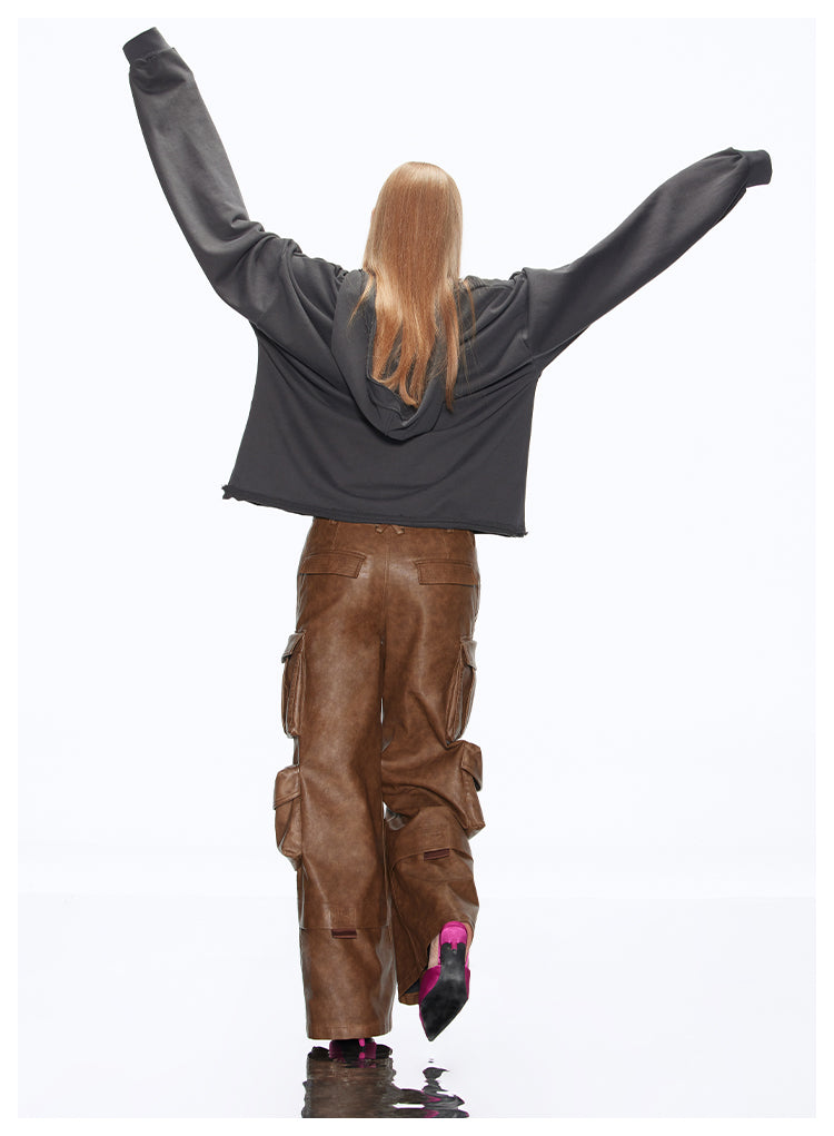 American Retro Multi Pocket Leather Pants