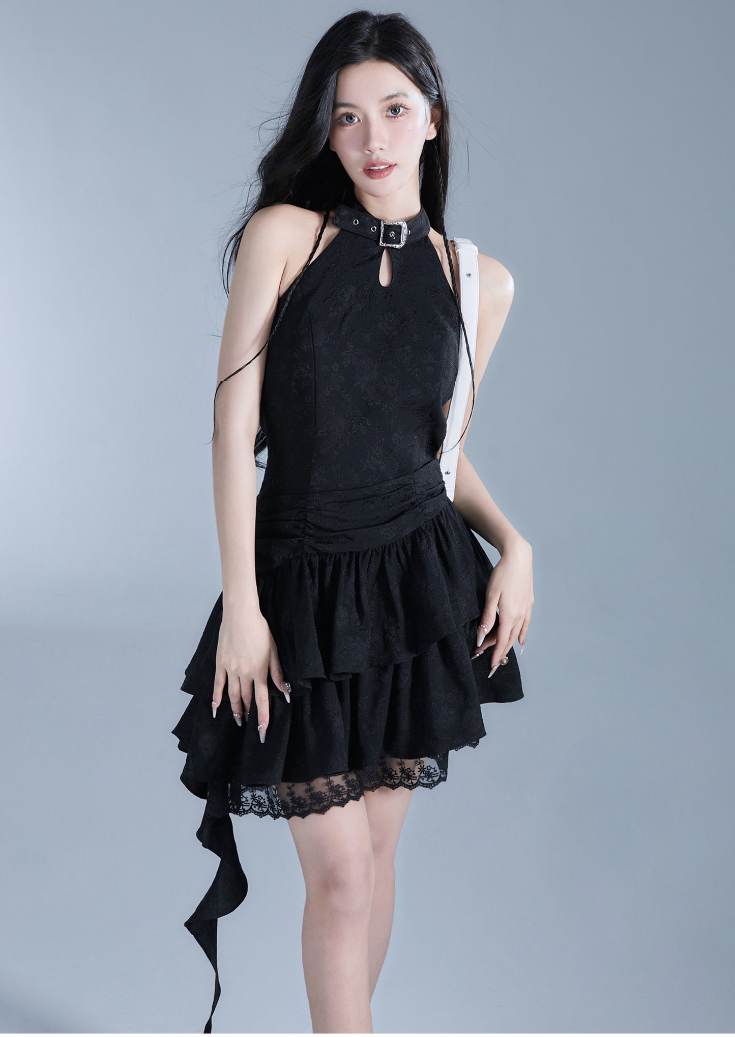 Neck Belt Sleeveless Suspender Dress