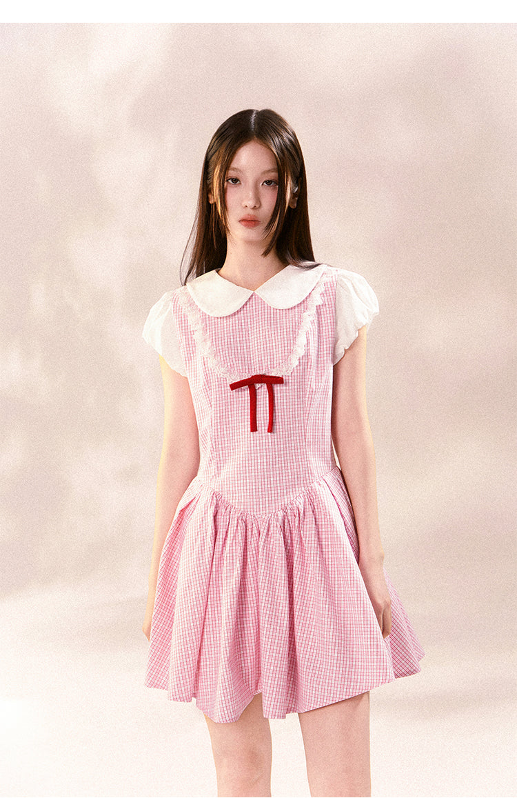 Doll Collar Plaid Dress