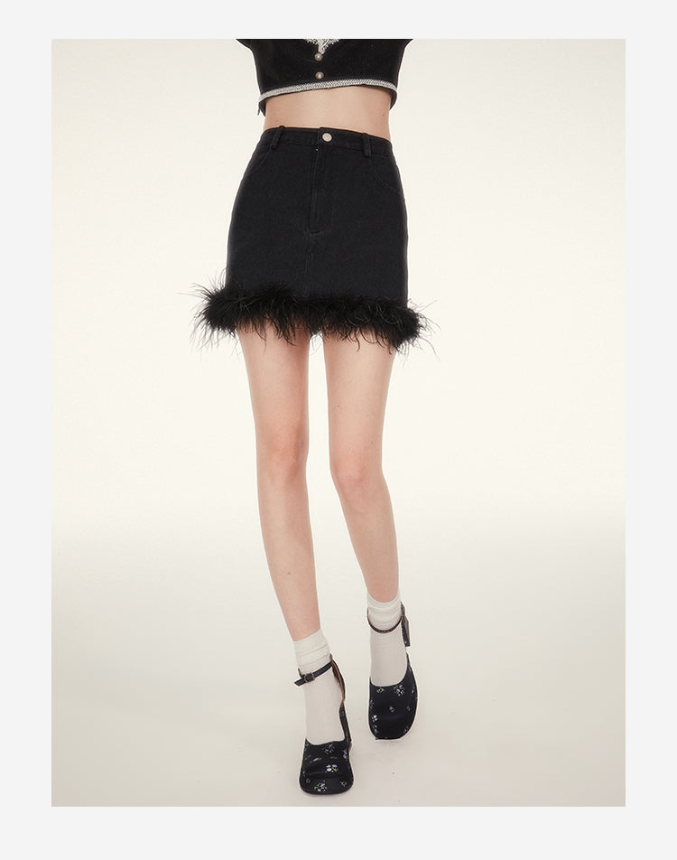 Feather high-end A-line skirt