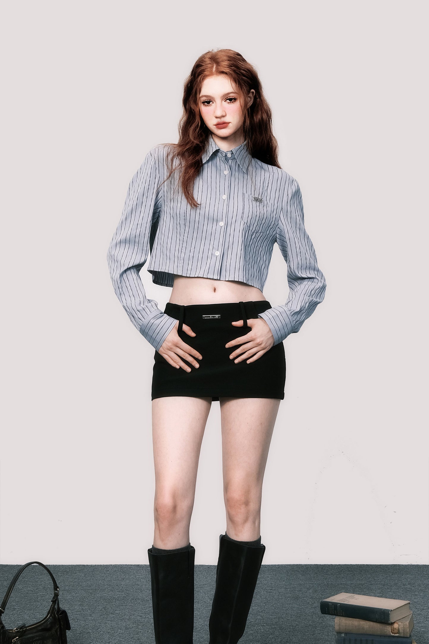 High-end short length slim fit A-line skirt