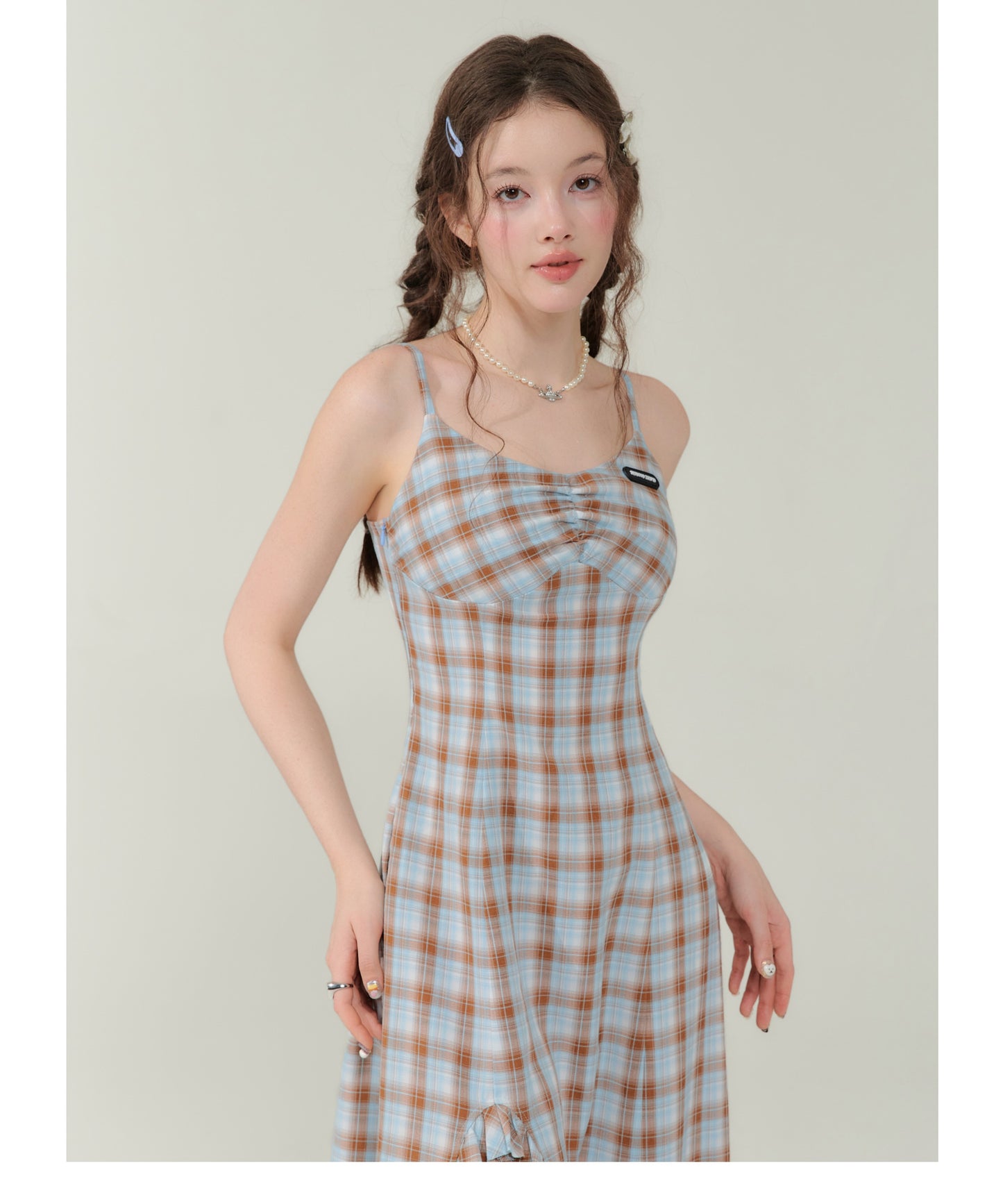 Retro design check dress