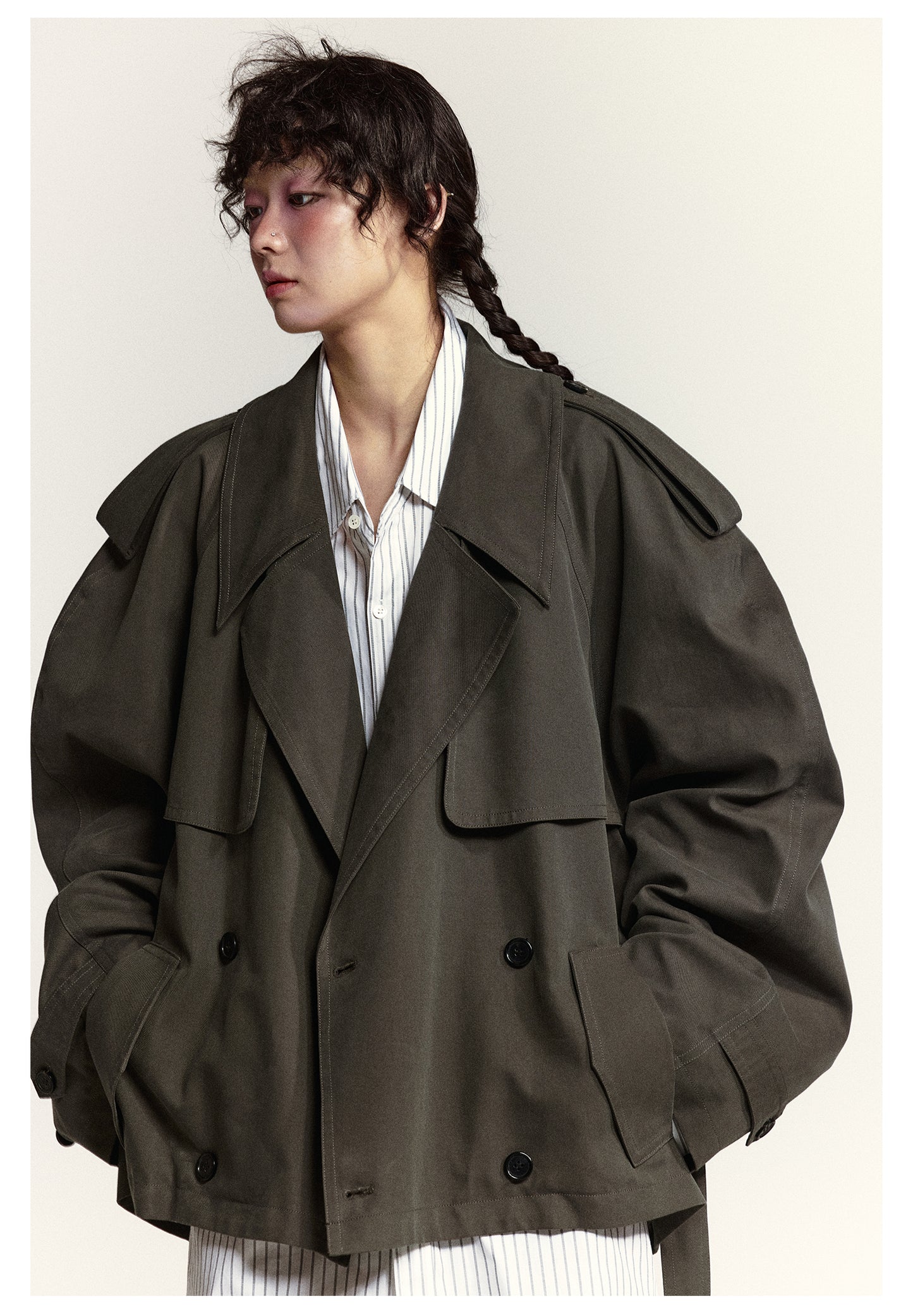 Oversized Short Length Trench Coat