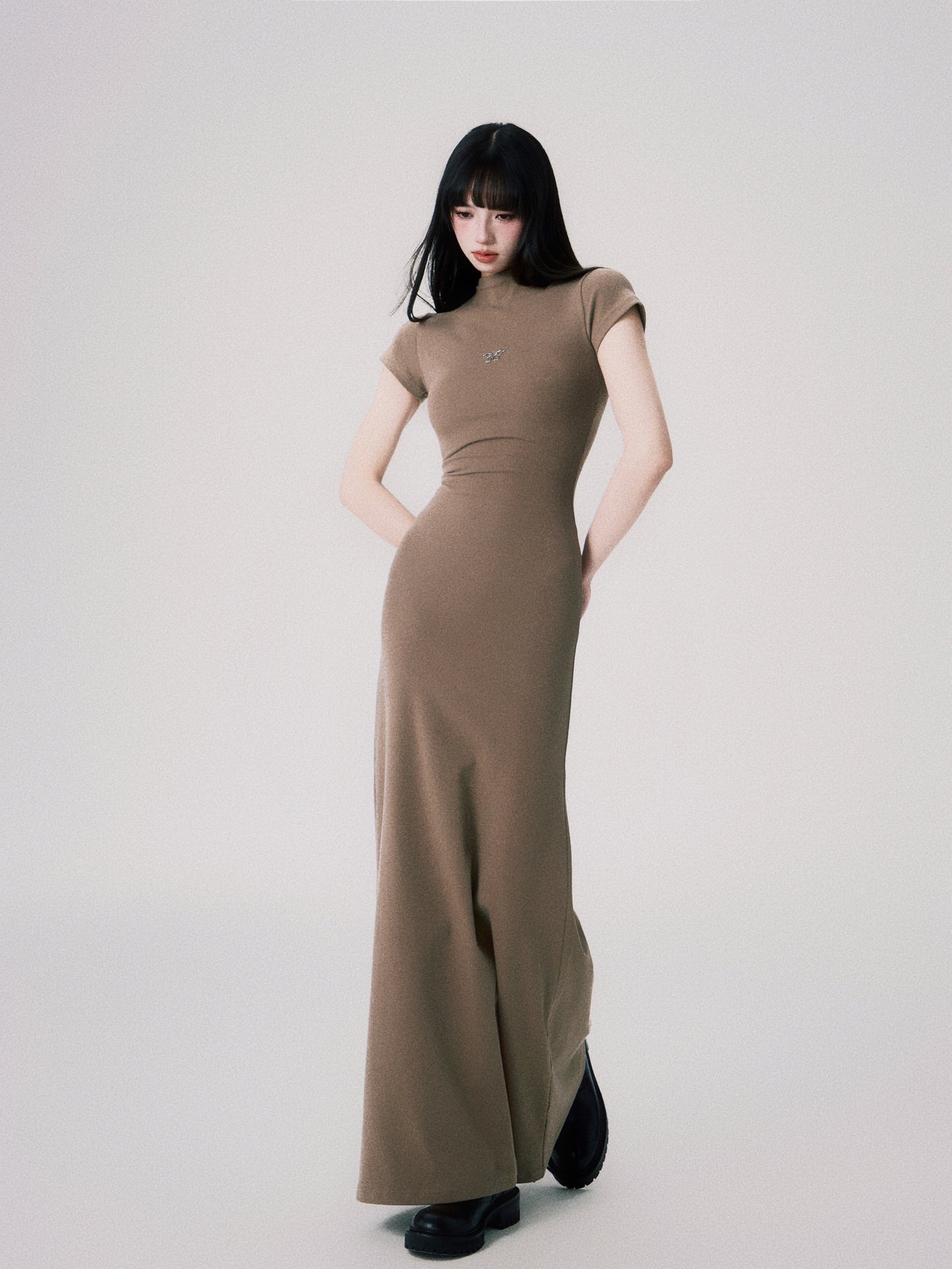 Slim fit long high-end knit dress