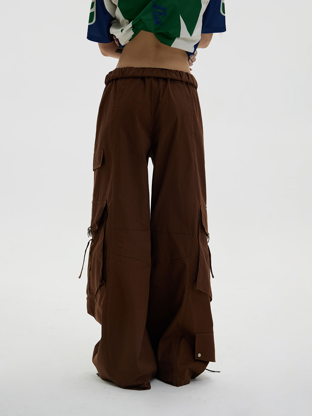 Loose straight multi-pocket pants