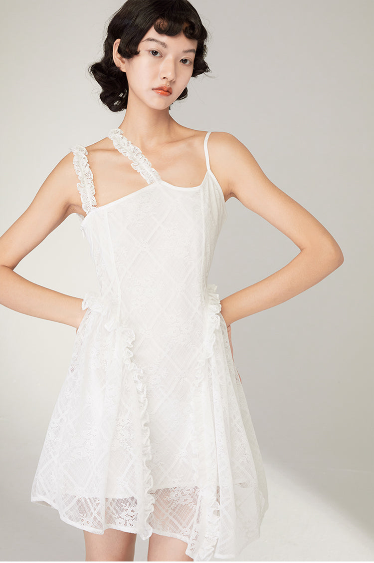 Irregular Lace Short Length Suspender One-piece