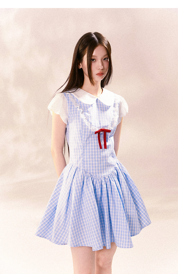 Doll Collar Plaid Dress