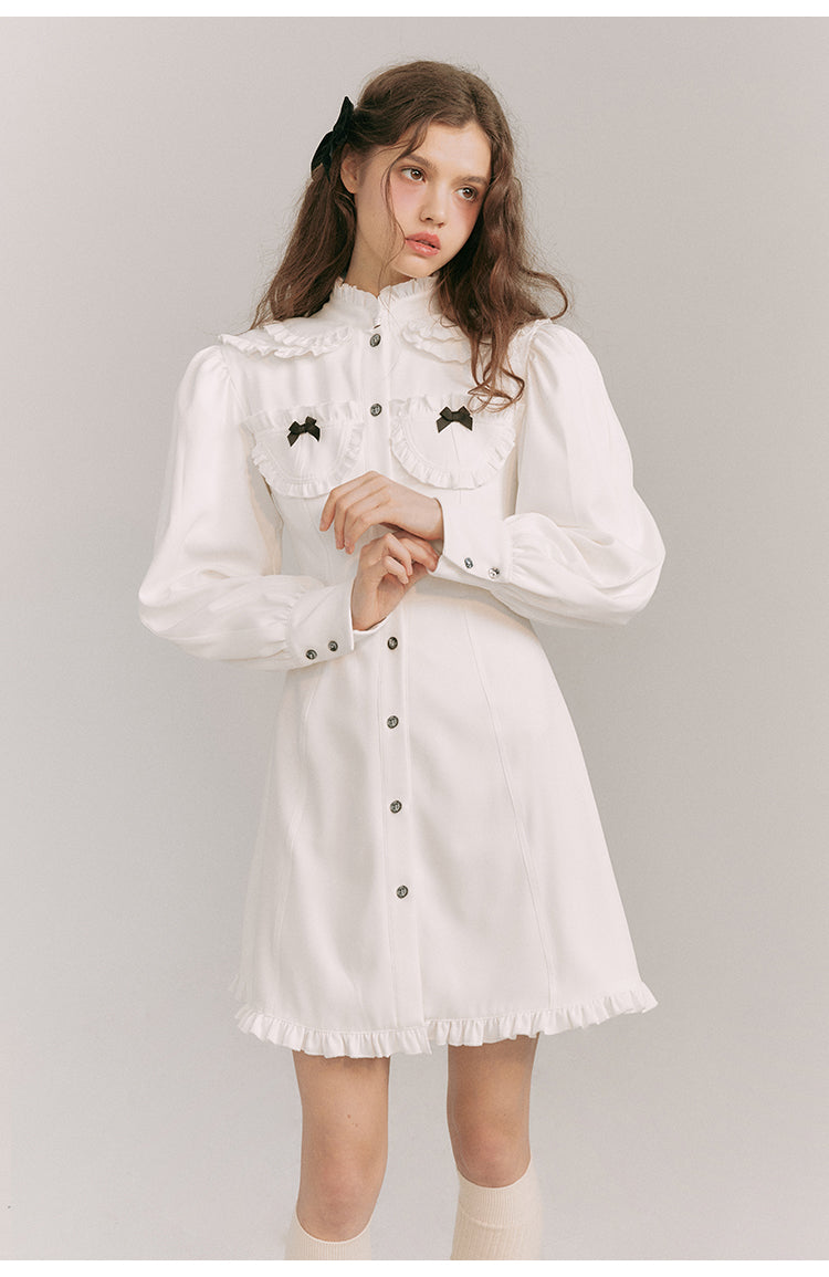 French Girly Slim Fit Shirt Dress