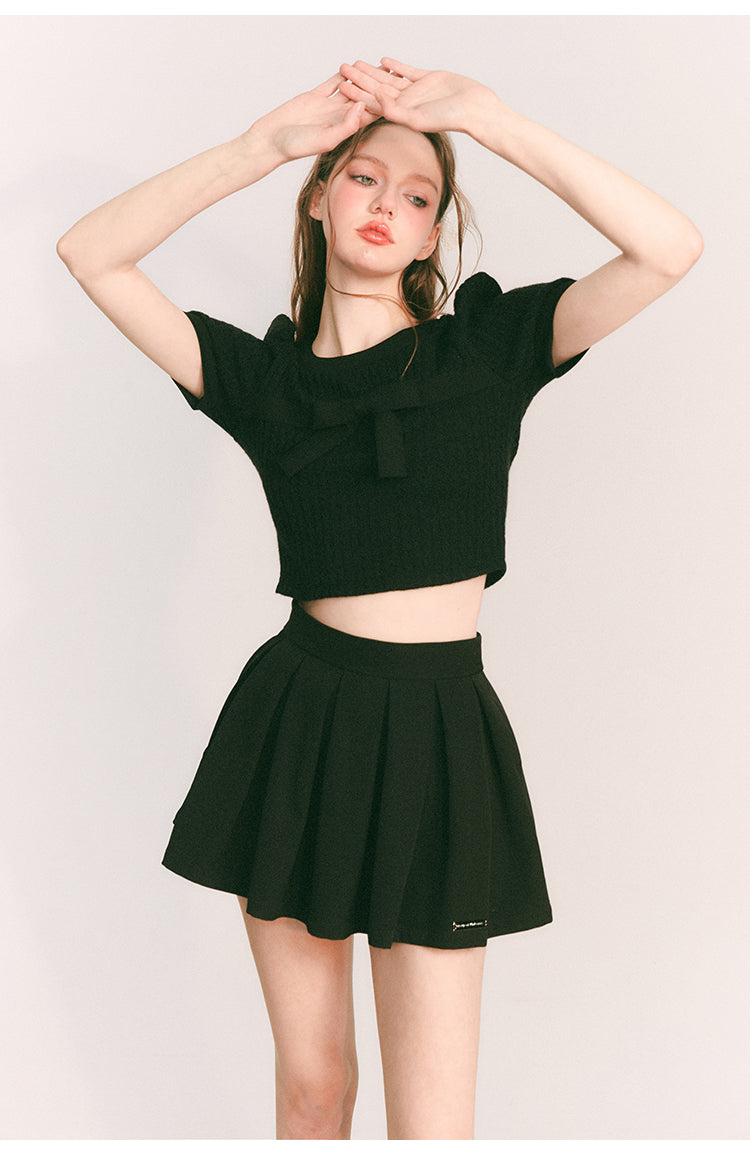 Ribbon Half Sleeve Short Knit