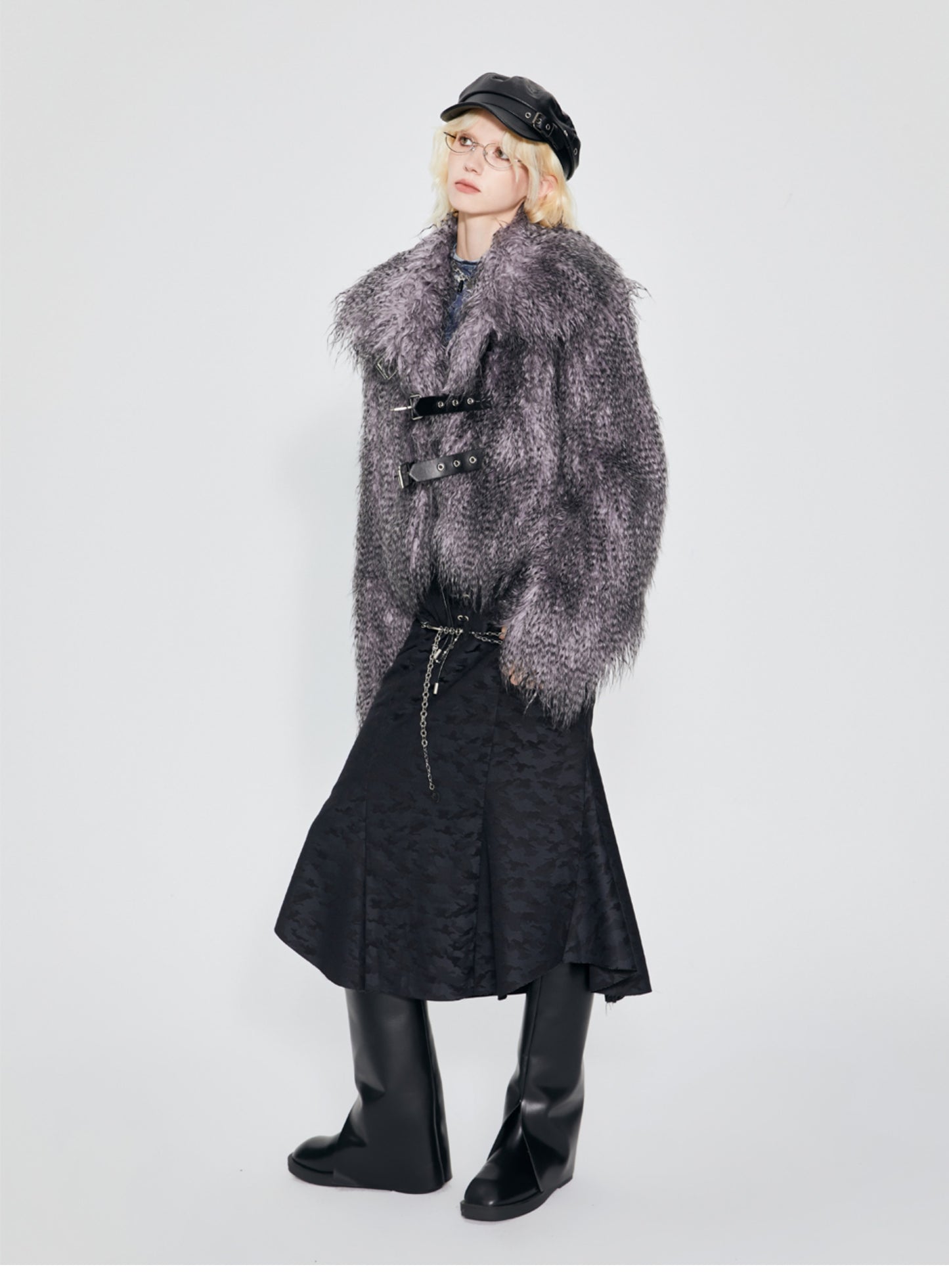 Retro short length fur coat jacket