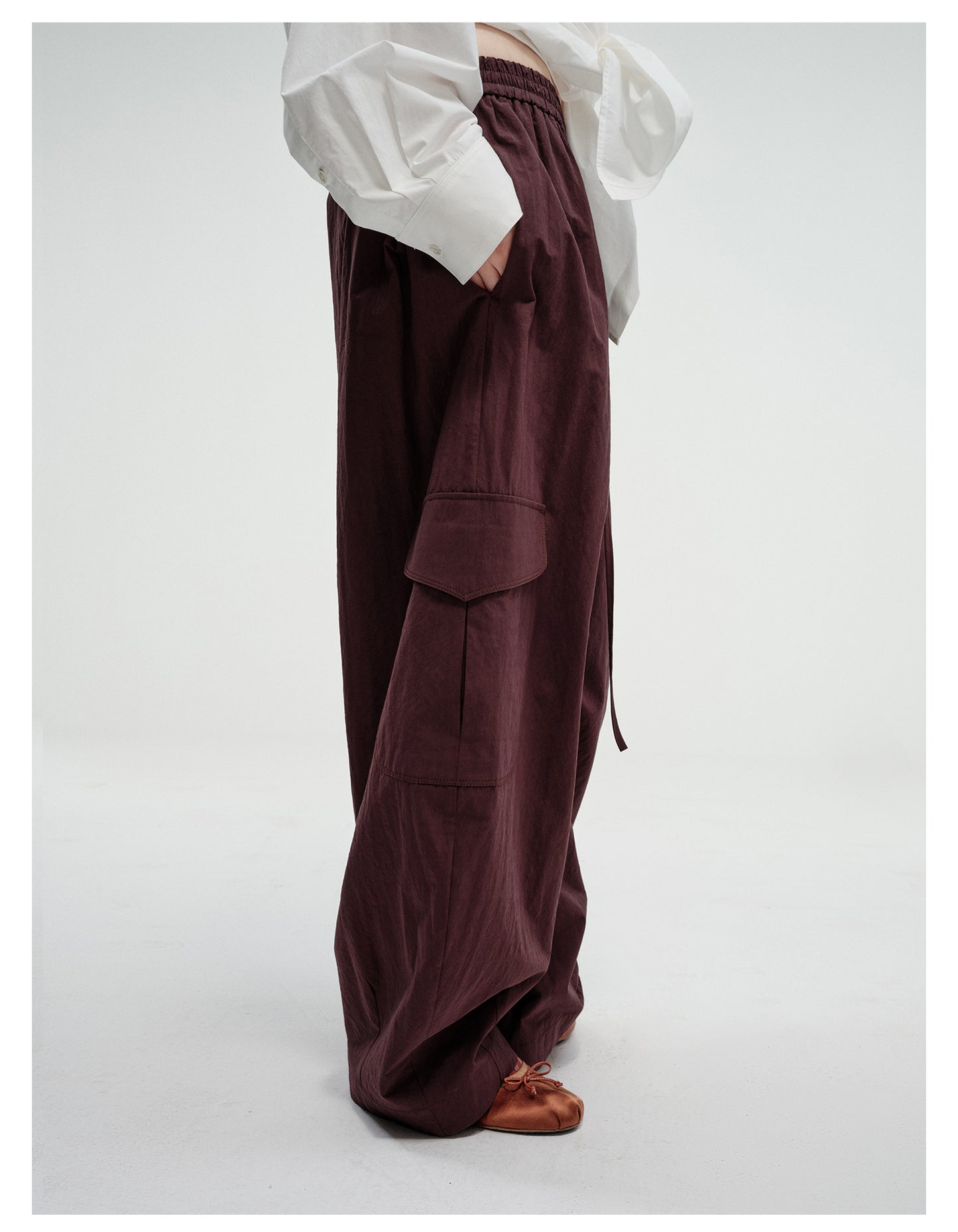 Wide leg loose fit casual cargo pants