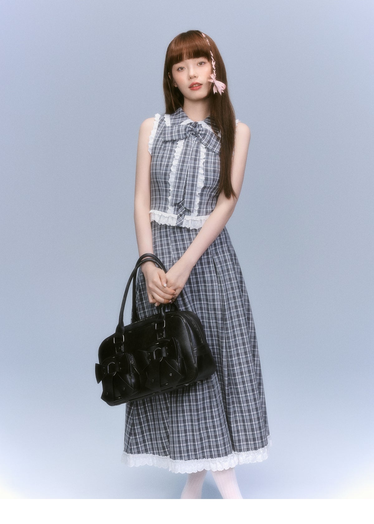 Plaid top and skirt set