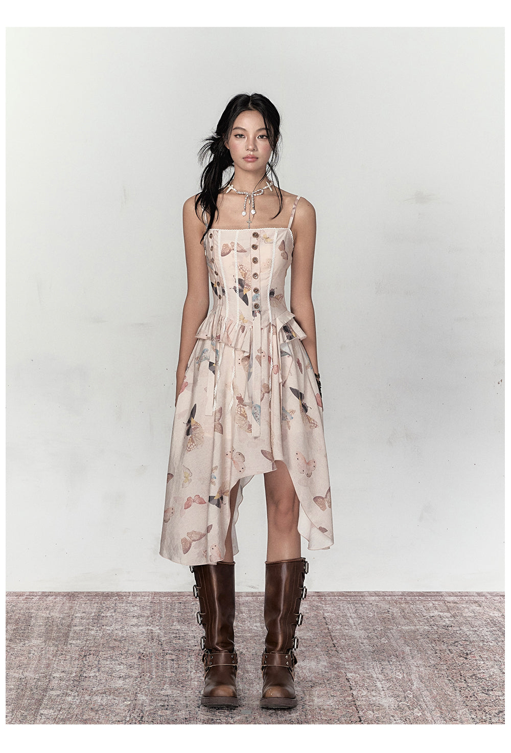 Butterfly Print Irregular Dress