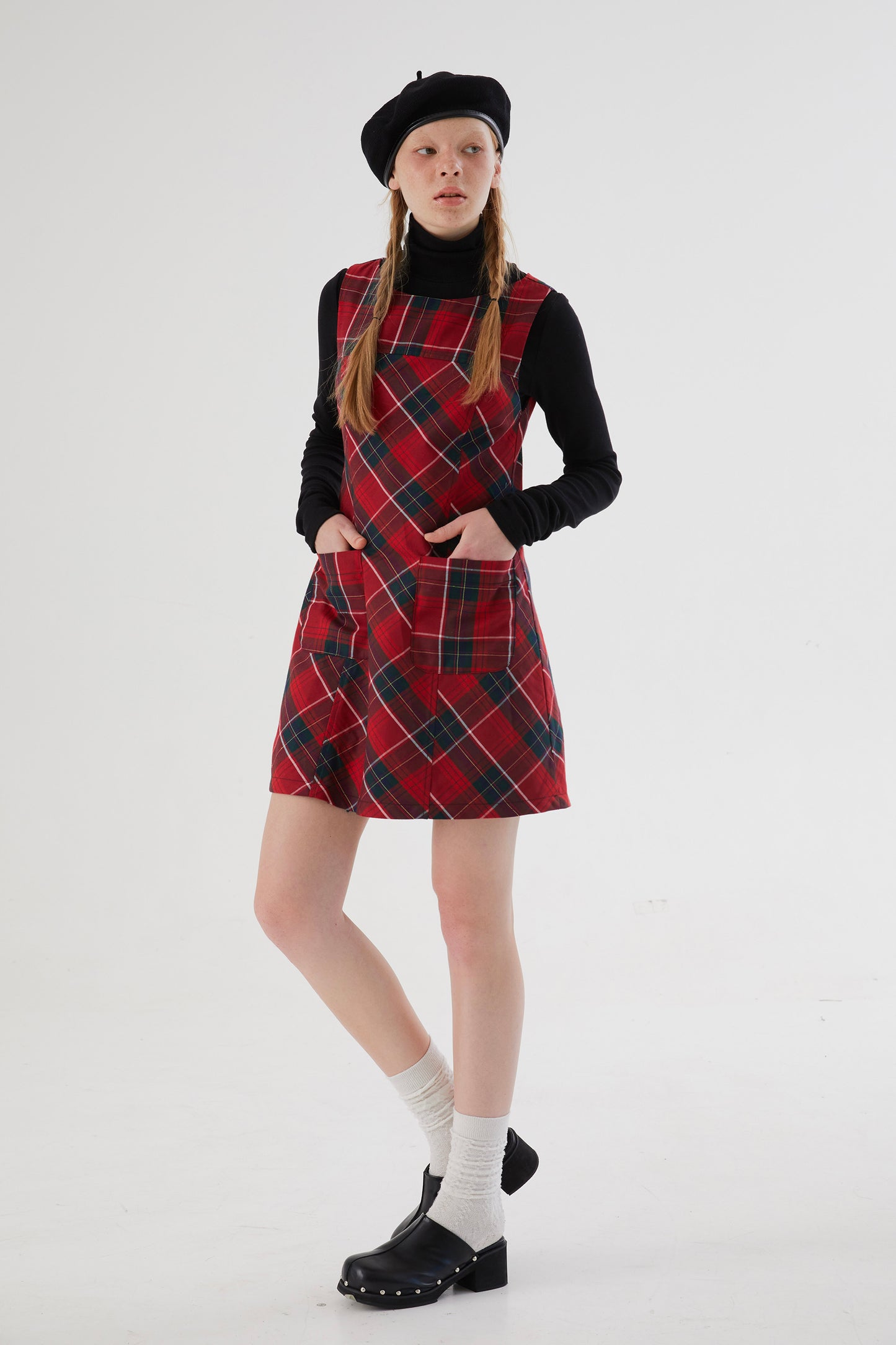 Girly Plaid A-line Vest Dress