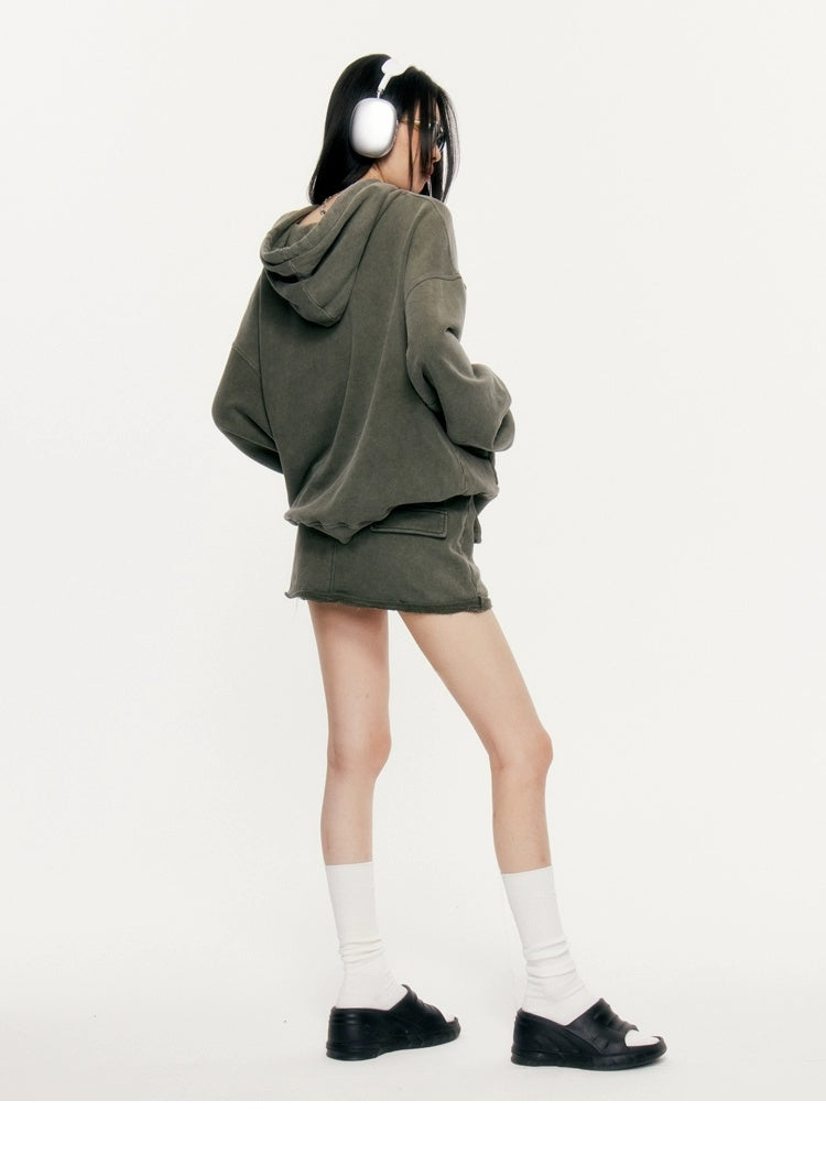 Military Green Sweatshirt Loose Sweatshirt Setup