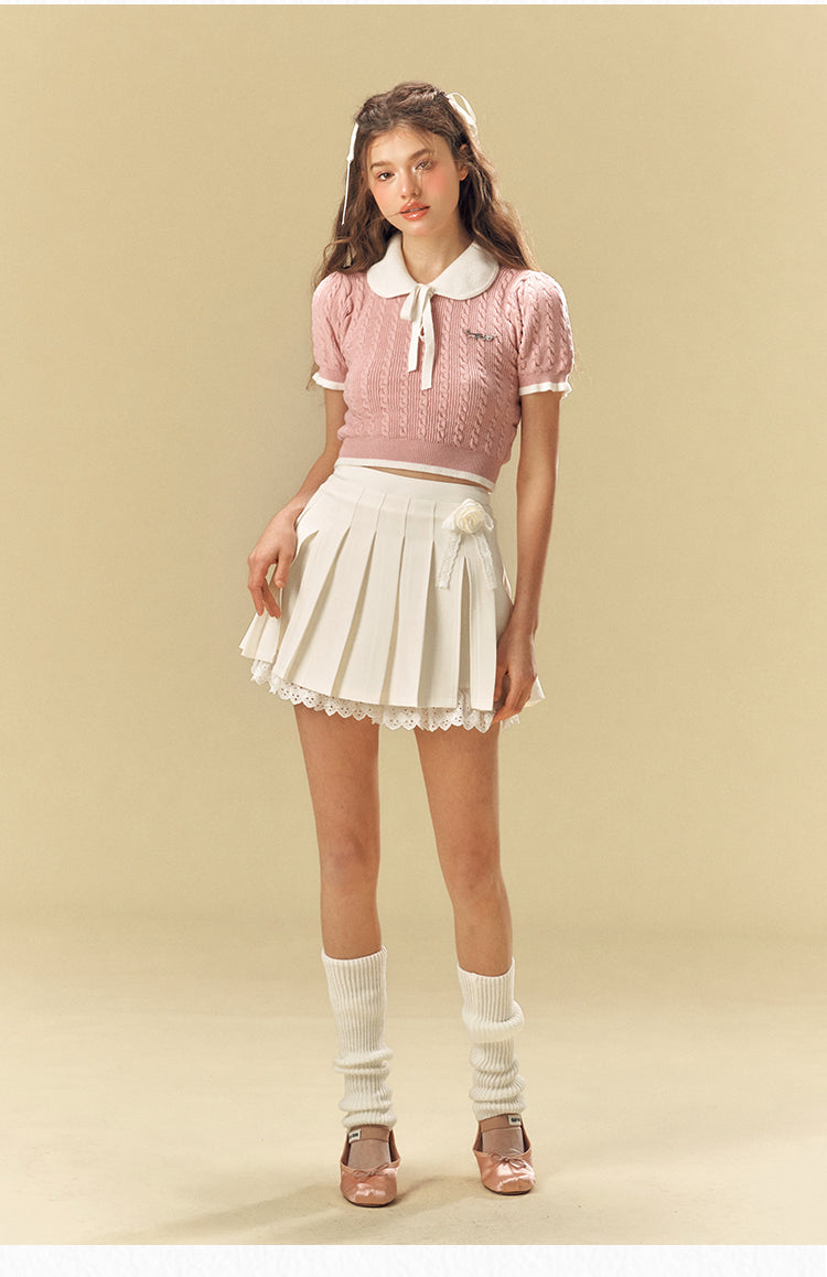 White College Pleated Skirt