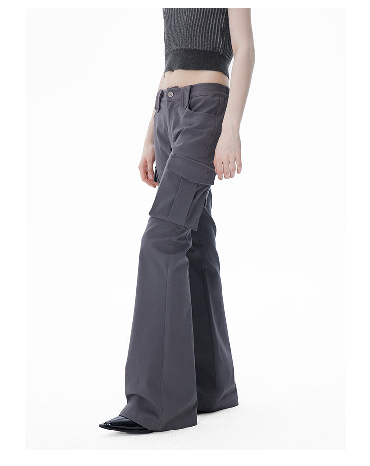 Slim straight multi-pocket glare pants