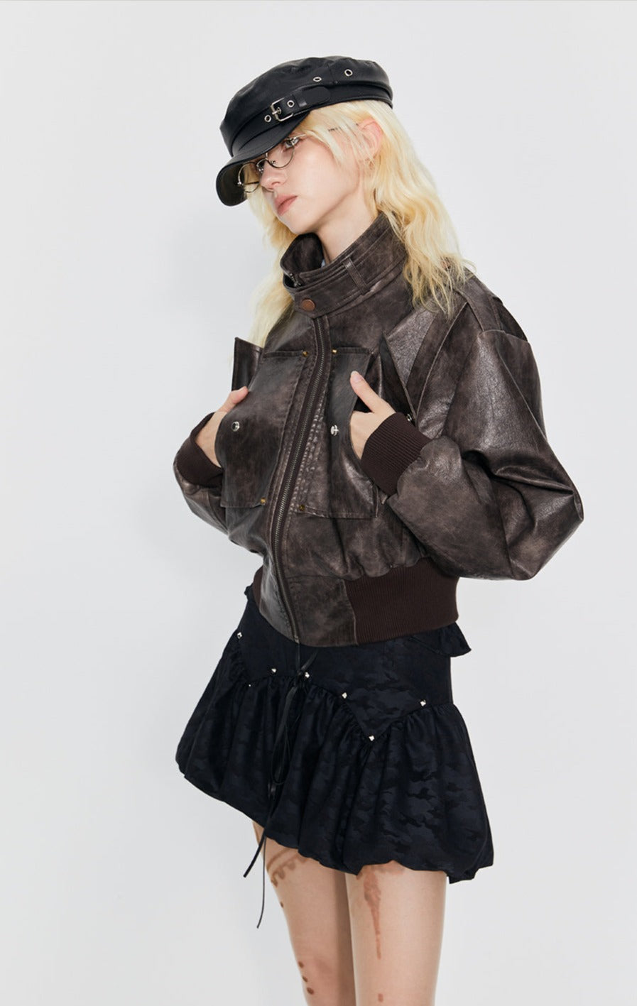 Retro Washed Damaged Leather Jacket