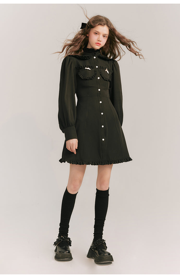 French Girly Slim Fit Shirt Dress