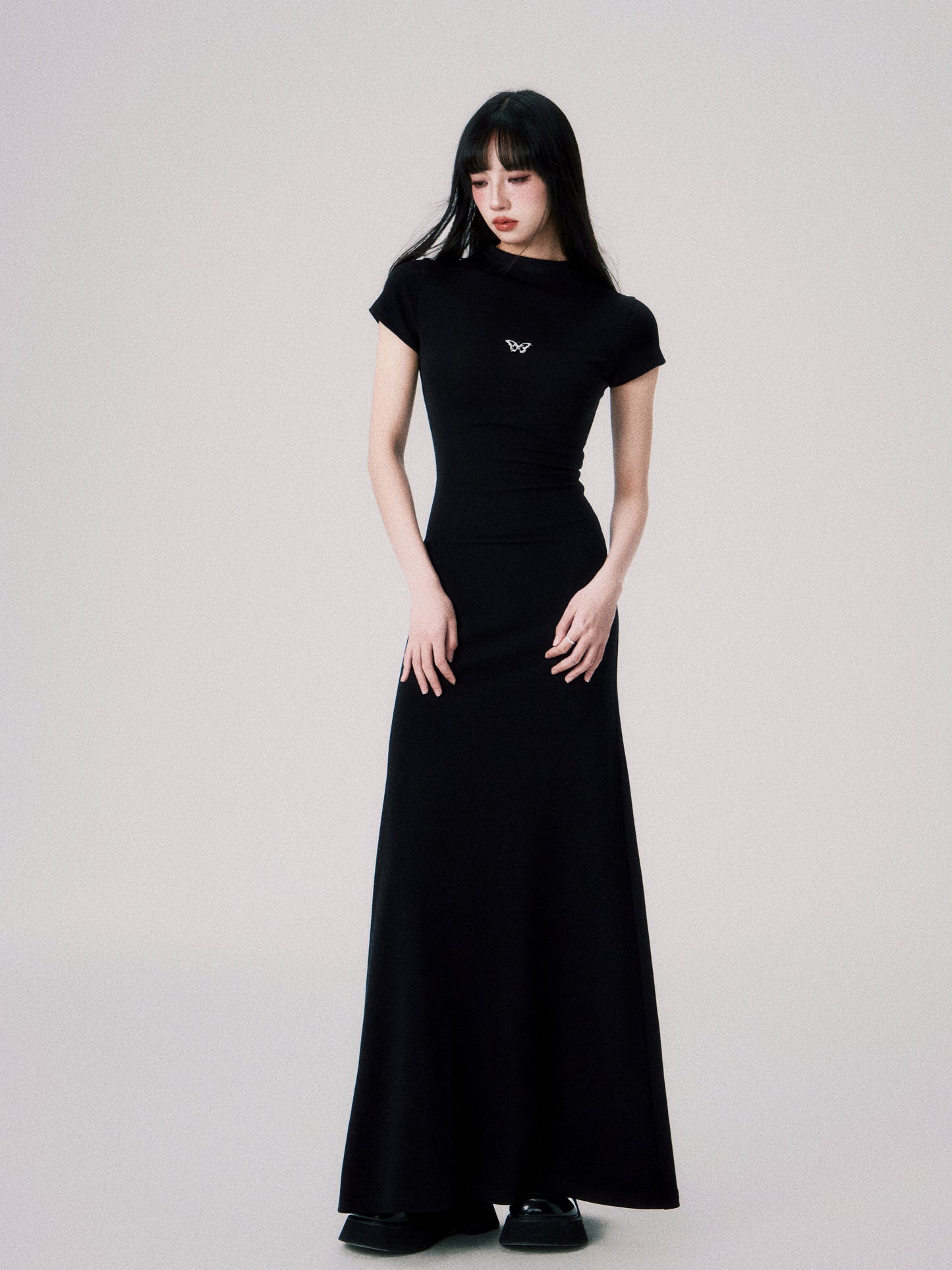 Slim fit long high-end knit dress