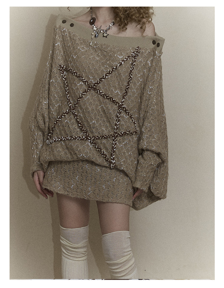 Oversized Retro Star Design Knit