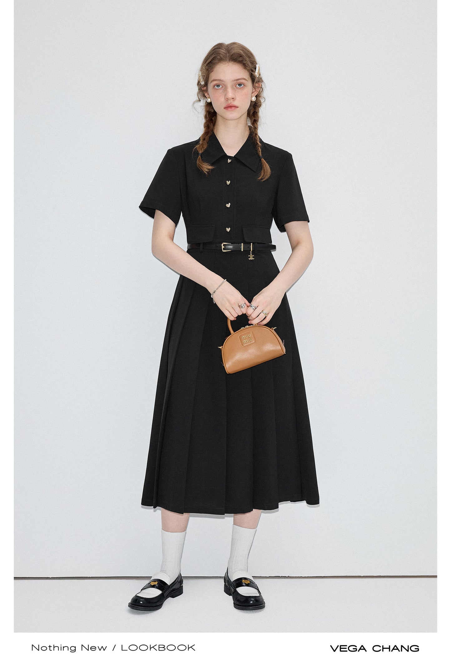 Pleated shirt dress