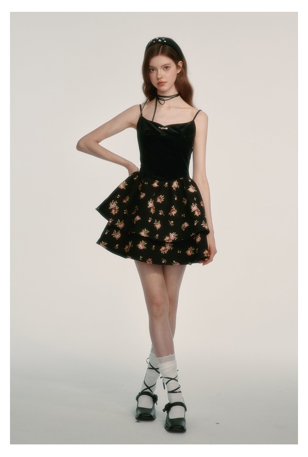 Retro skirt suspender dress