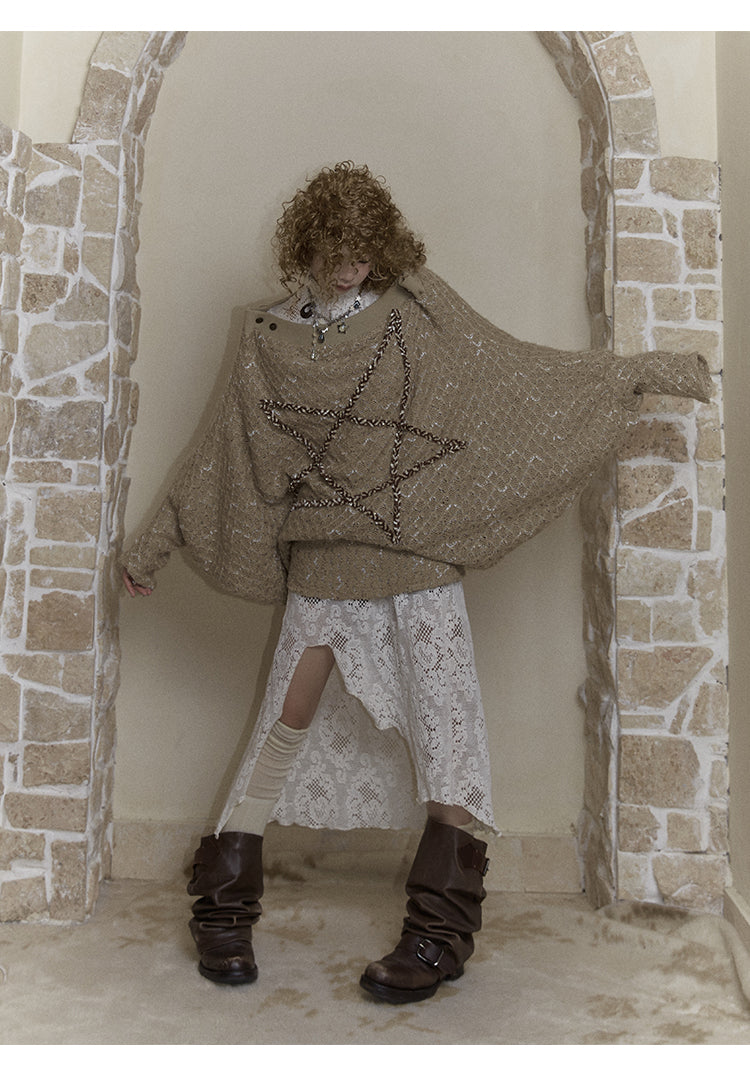 Oversized Retro Star Design Knit