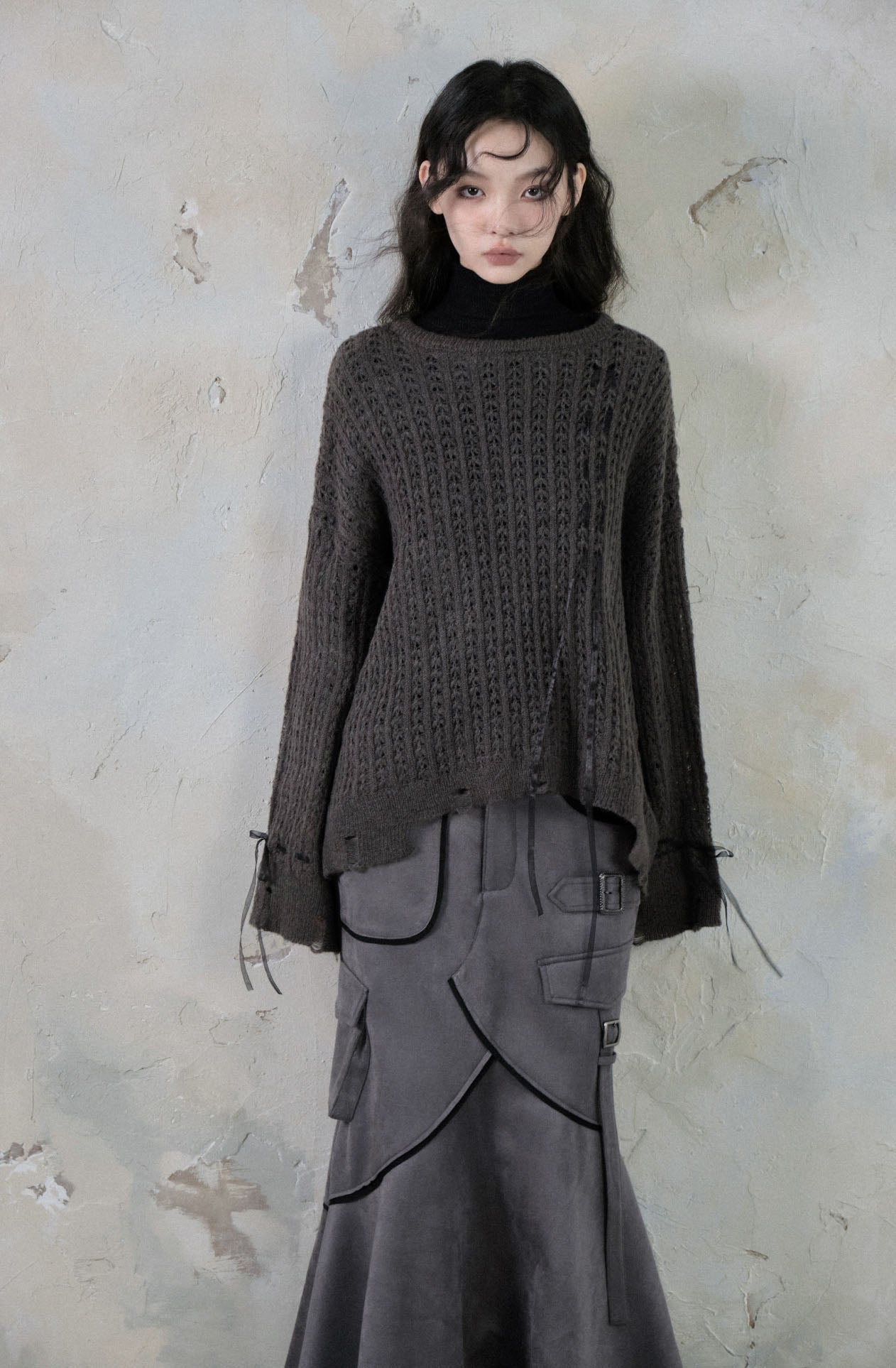 Mountain Smoke Mohair Perforated Loose Sweater