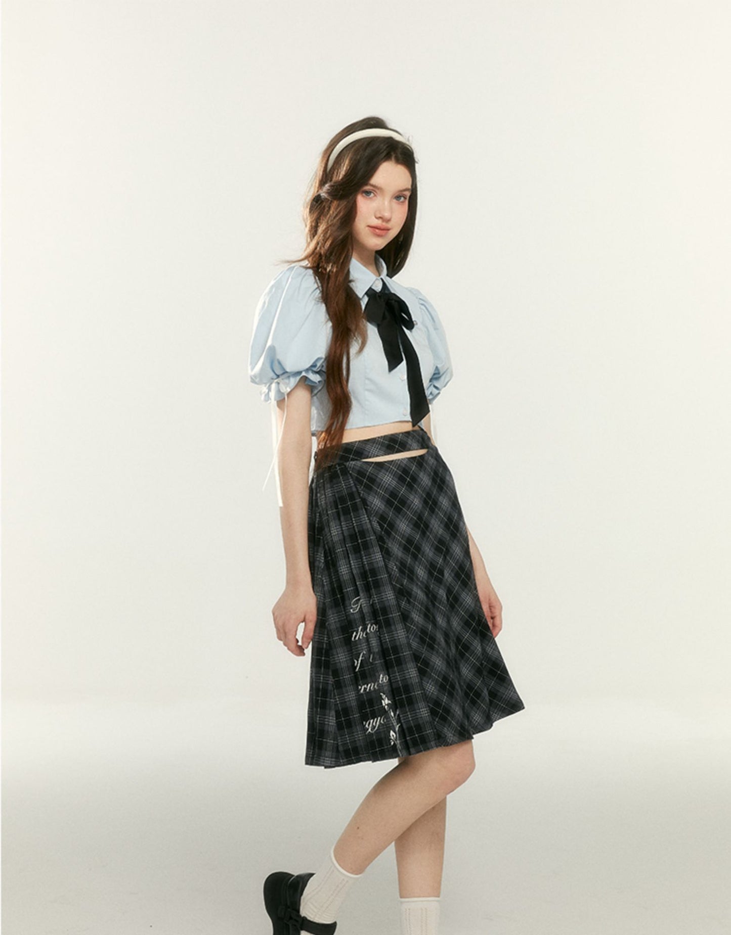 Original Print Plaid Hip Skirt