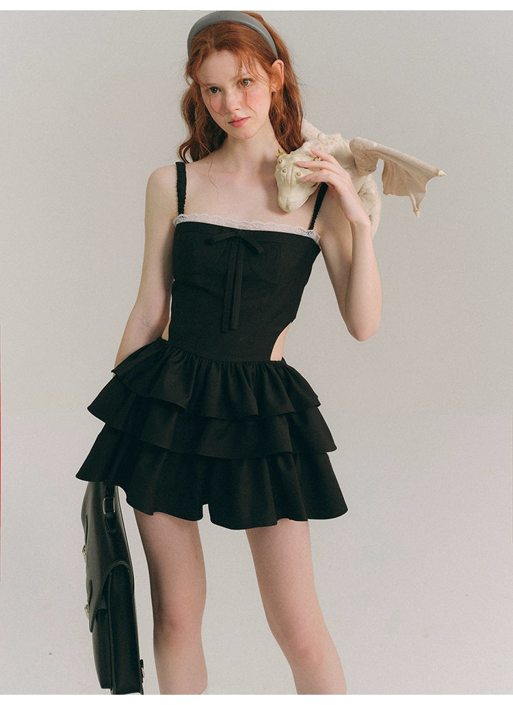 Square Neck Feminine Short Length Dress