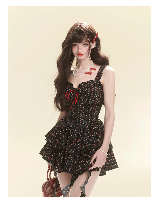 Waist-Slimming Floral Pattern Dress