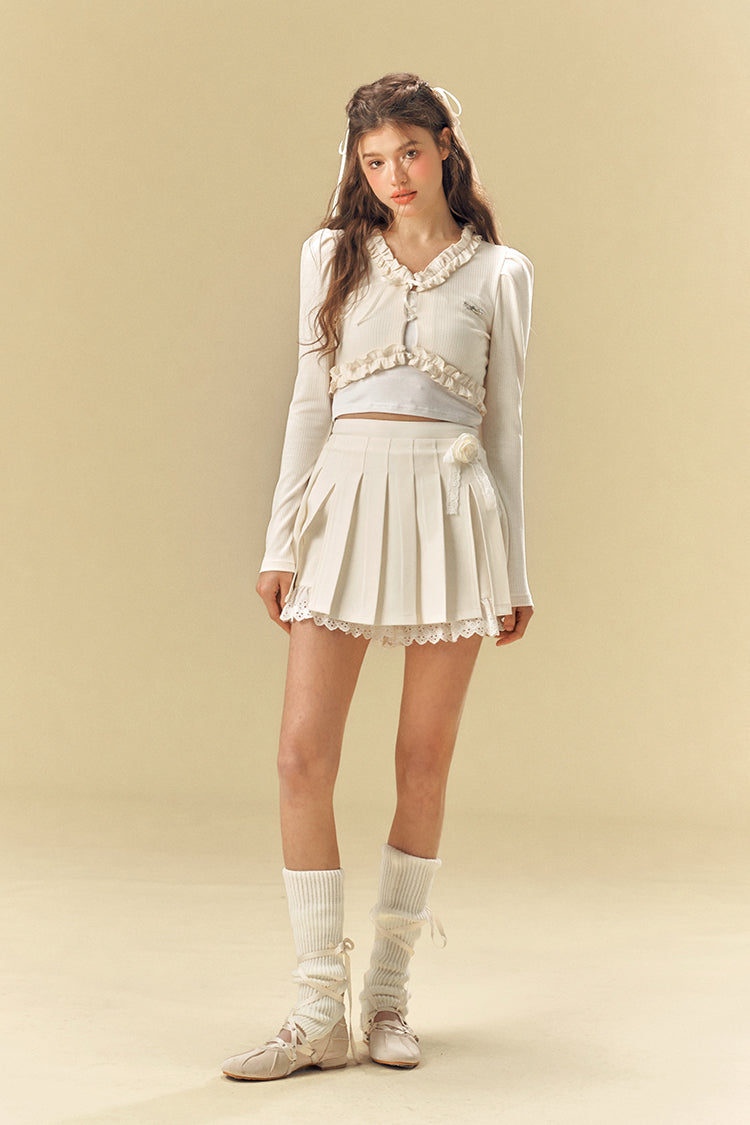 White College Pleated Skirt