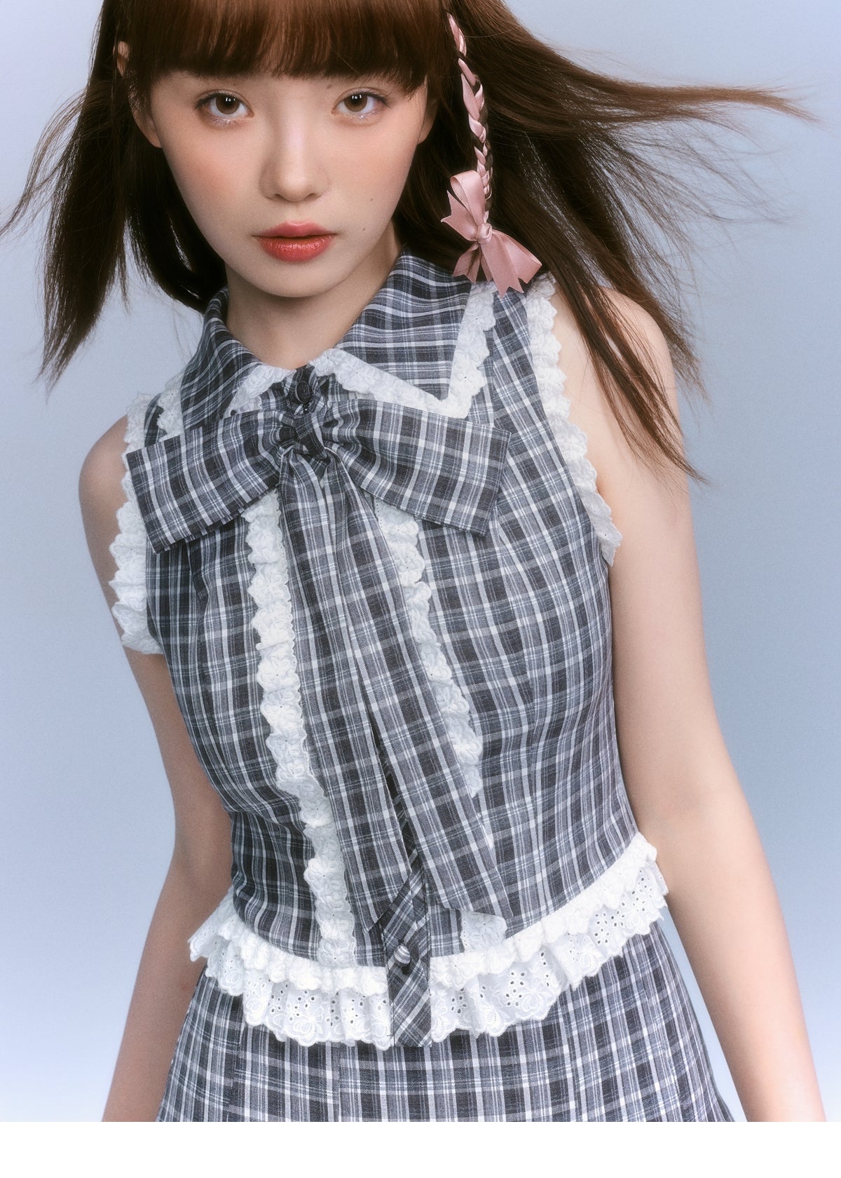 Plaid top and skirt set