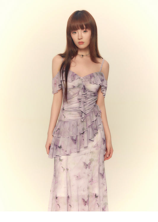 Butterfly Print Slim Fit Dress