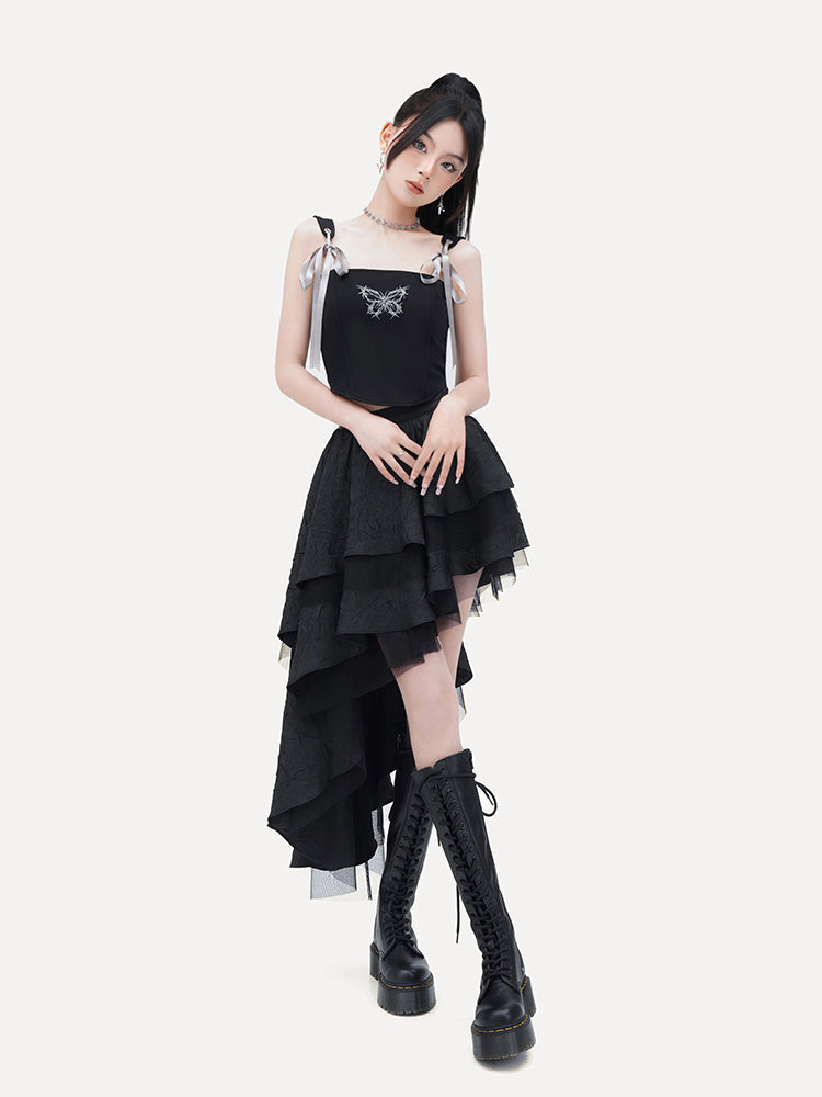 Irregular Design Patchwork Long Skirt