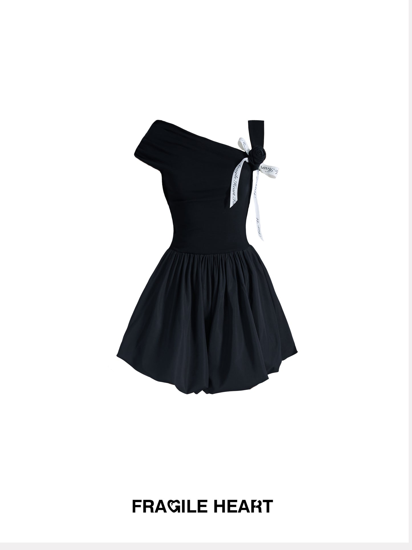 French One Shoulder Ribbon Short Length Dress