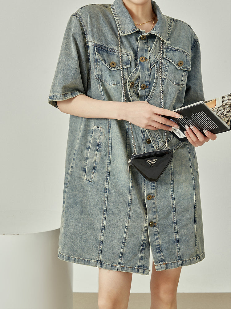 Irregular Design Denim Dress