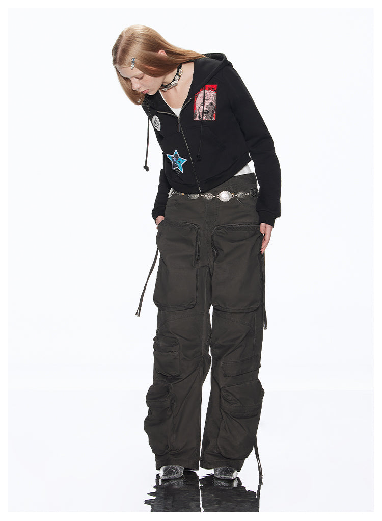 Loose Fit American Retro Multi Pocket Cargo Pants