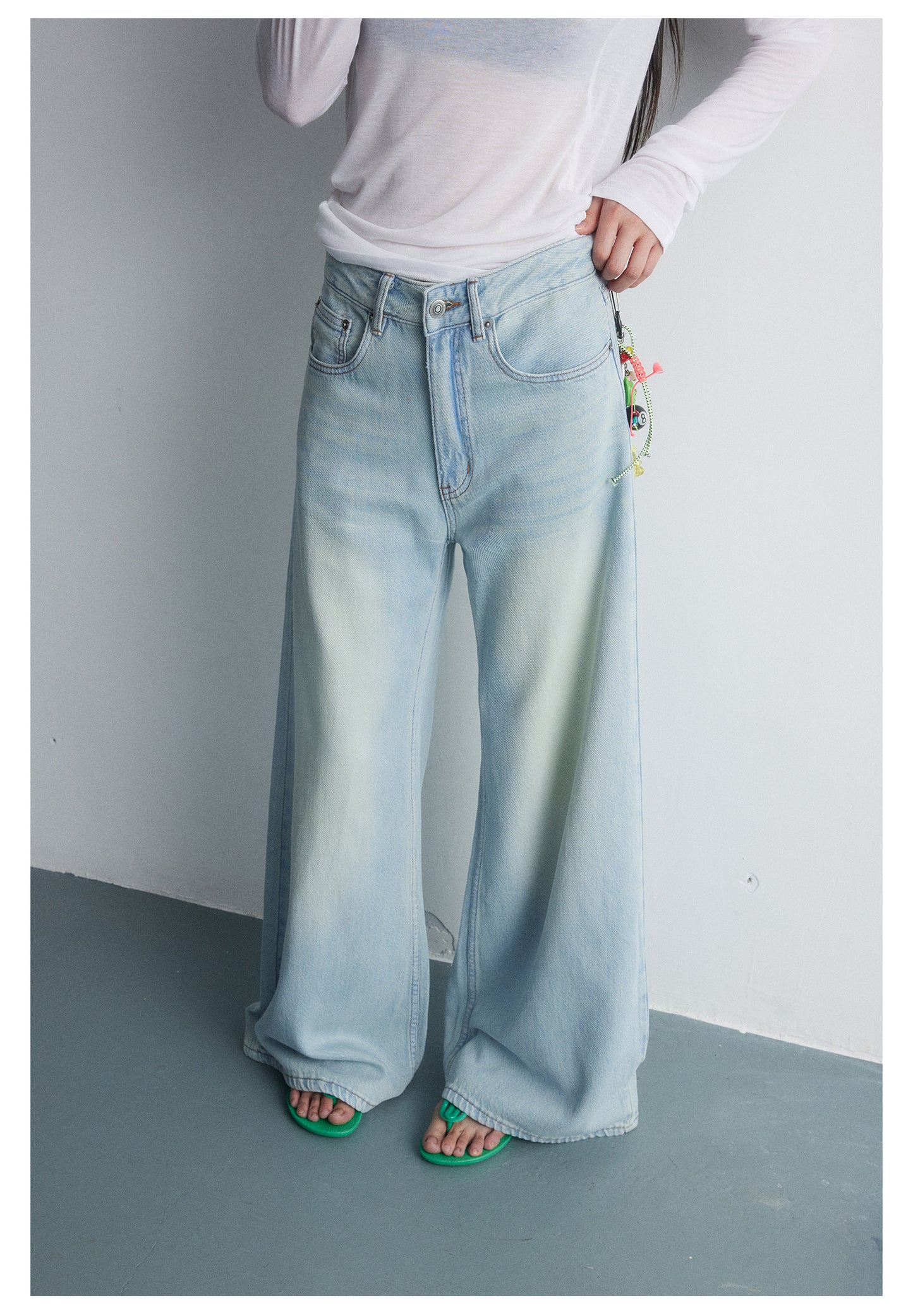 Washed Retro Soft Loose Wide Leg Denim Pants