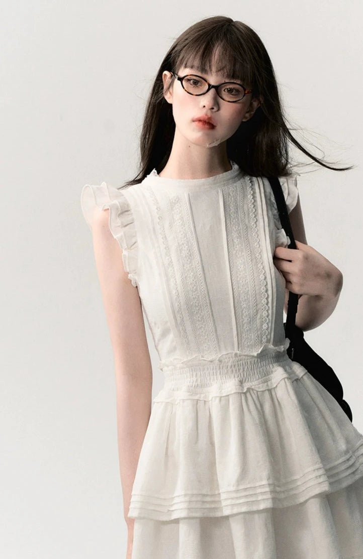 French Girly Frill Short Length Dress