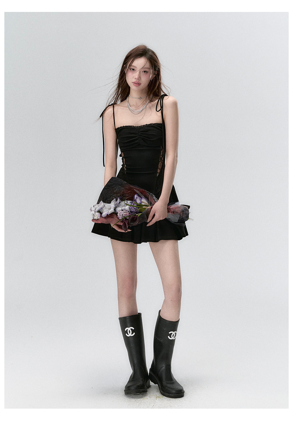 Suspender ribbon dress