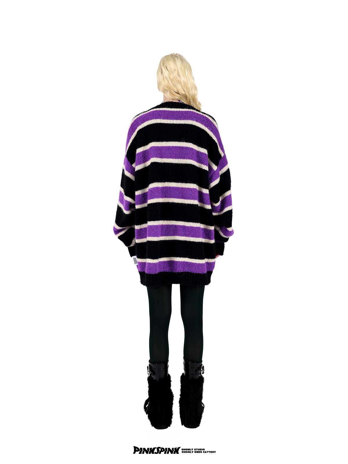 Oversized round neck stripe knit