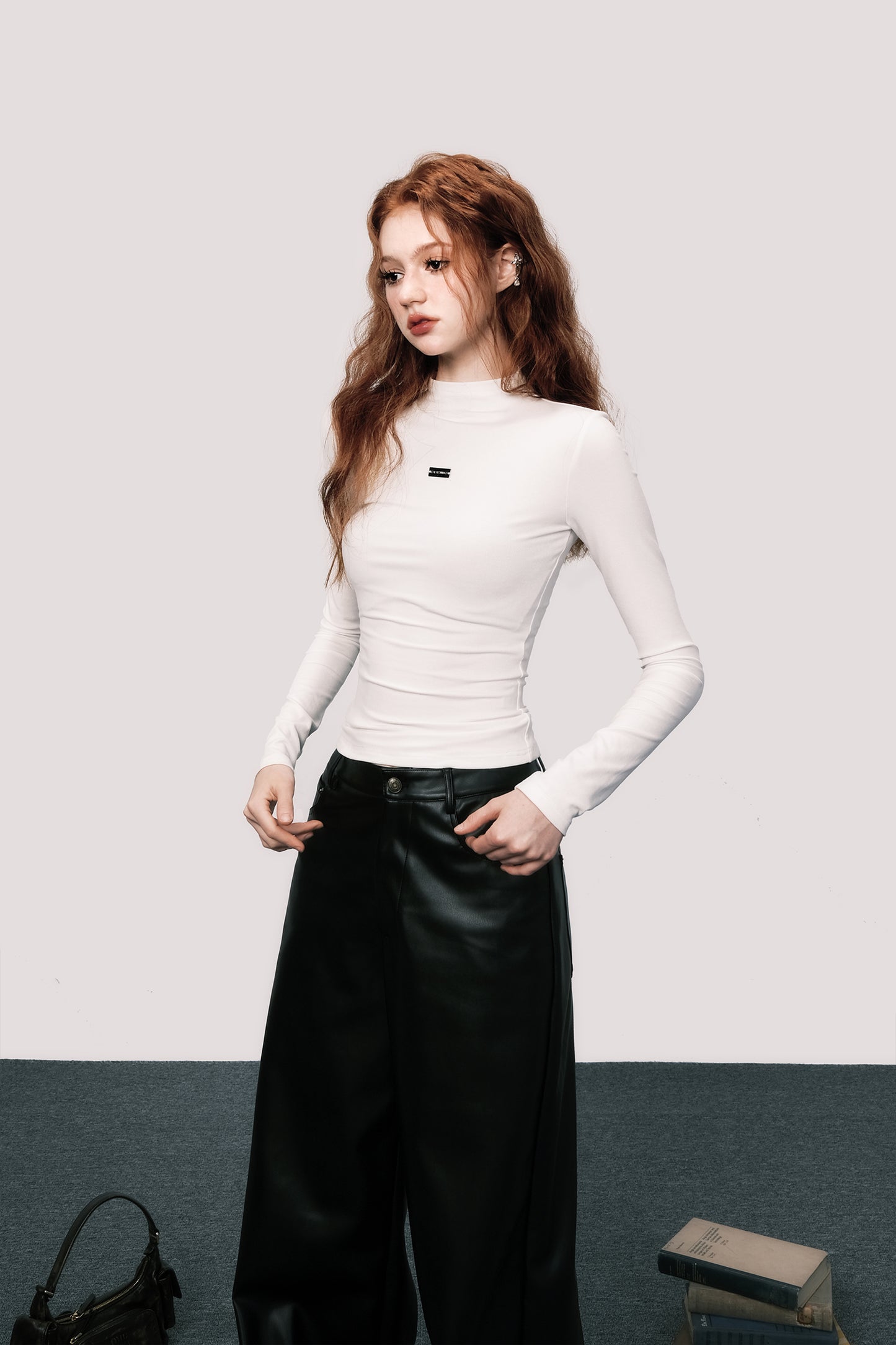 Tight Fit Long Sleeve Turtleneck Top