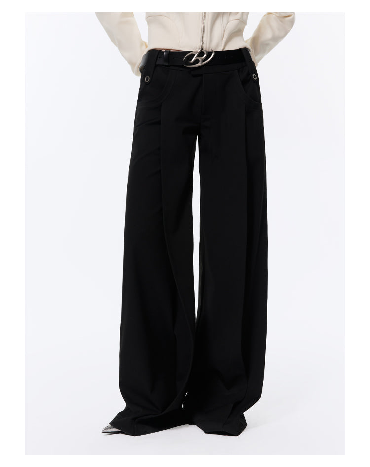 loose straight wide leg suit pants