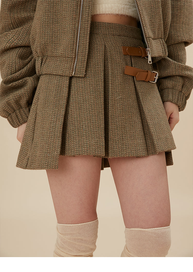 British formal short jacket & short pleated skirt setup