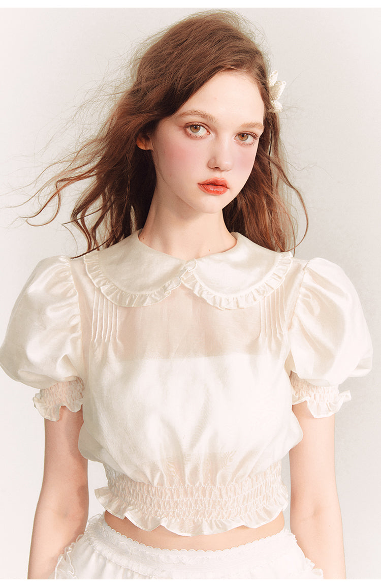 See-through Frilly Short Length Blouse