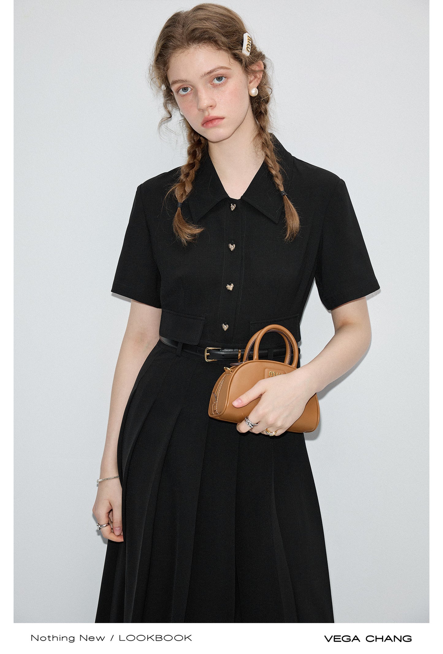 Pleated shirt dress