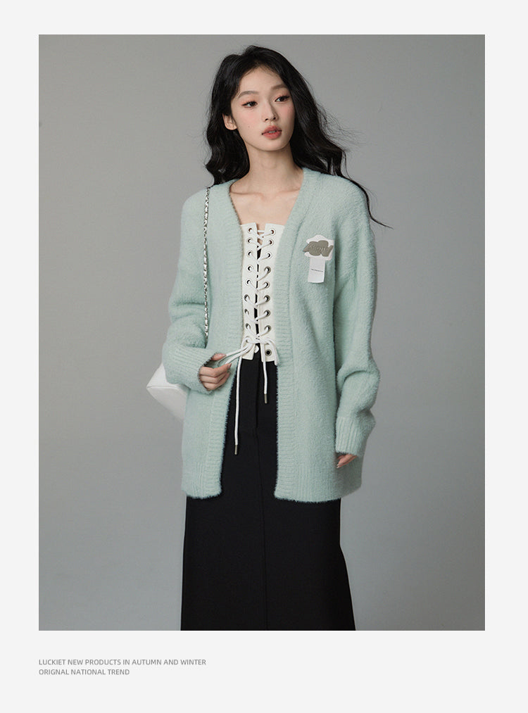 Sweet mint soft loose cardigan