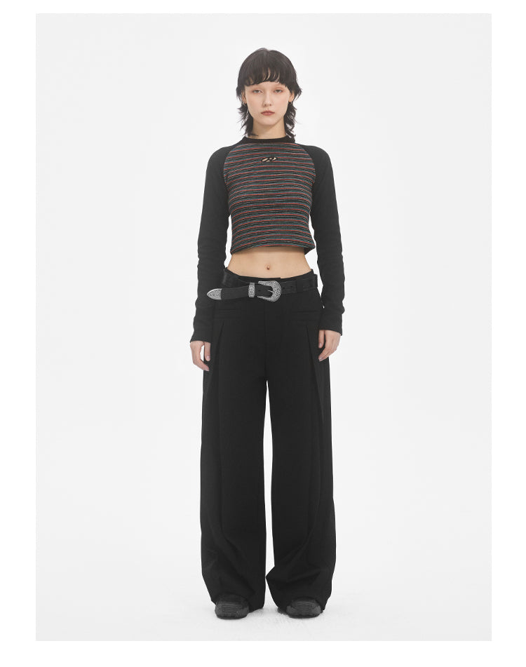 Loose Straight Pleated Suit Pants